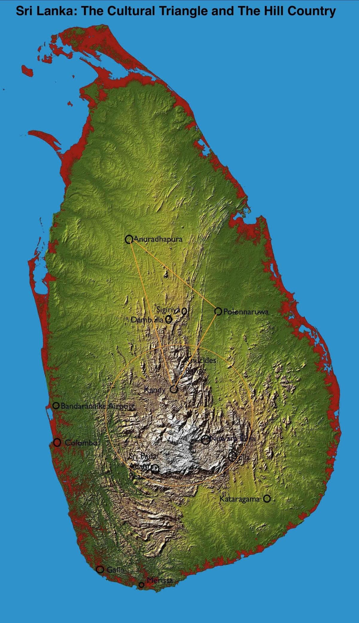 χάρτης της hill country Σρι Λάνκα
