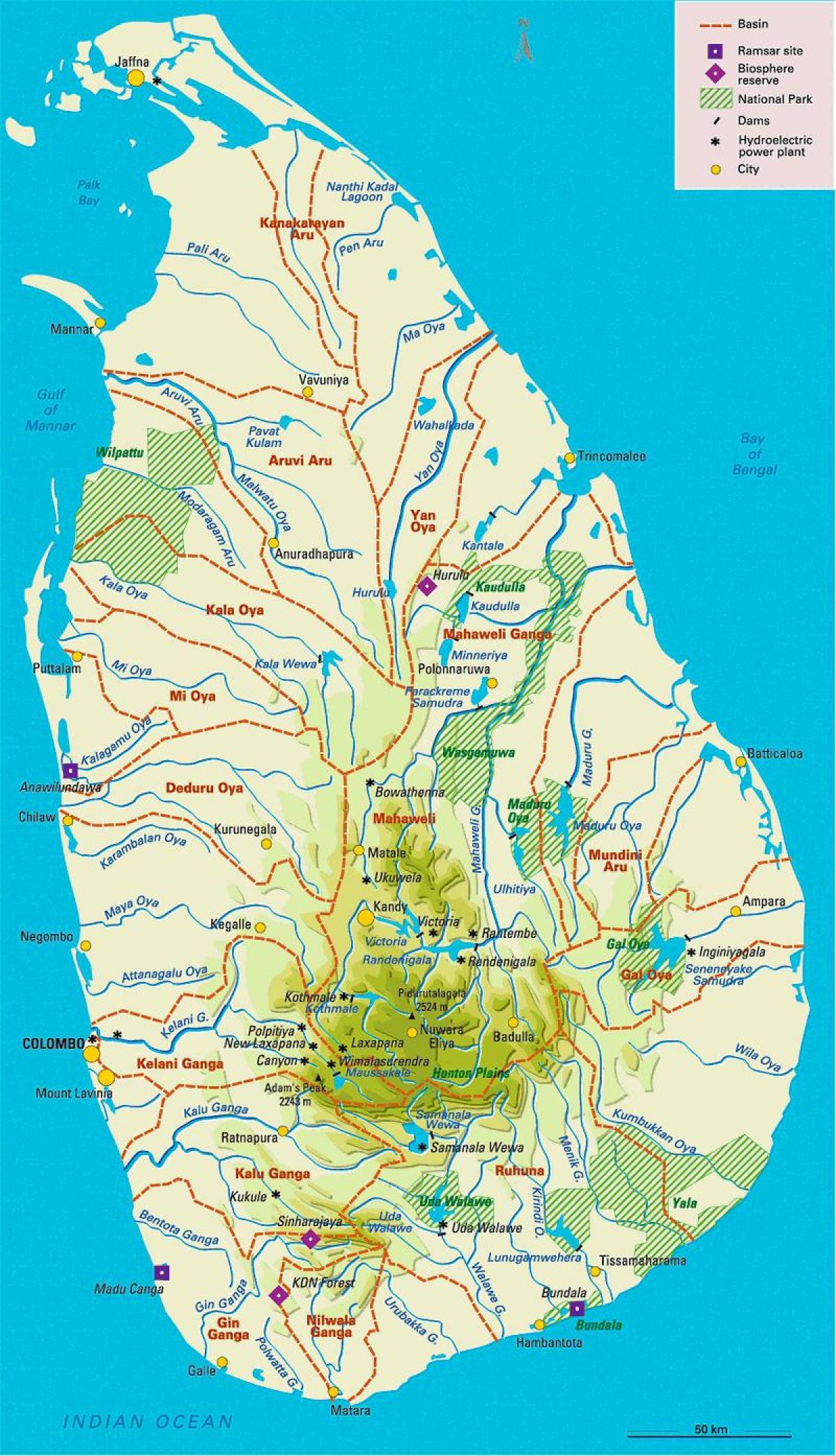 Σρι Λάνκα ποτάμια χάρτη σε ταμίλ