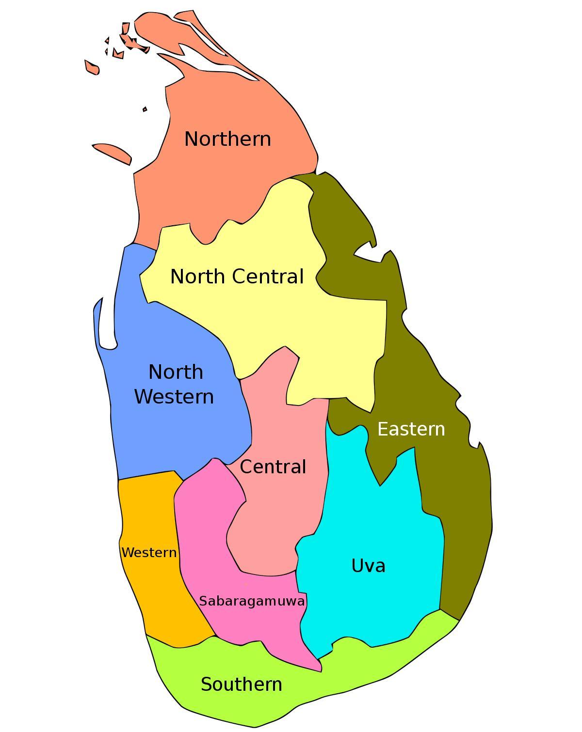 Σρι Λάνκα επαρχίες χάρτης