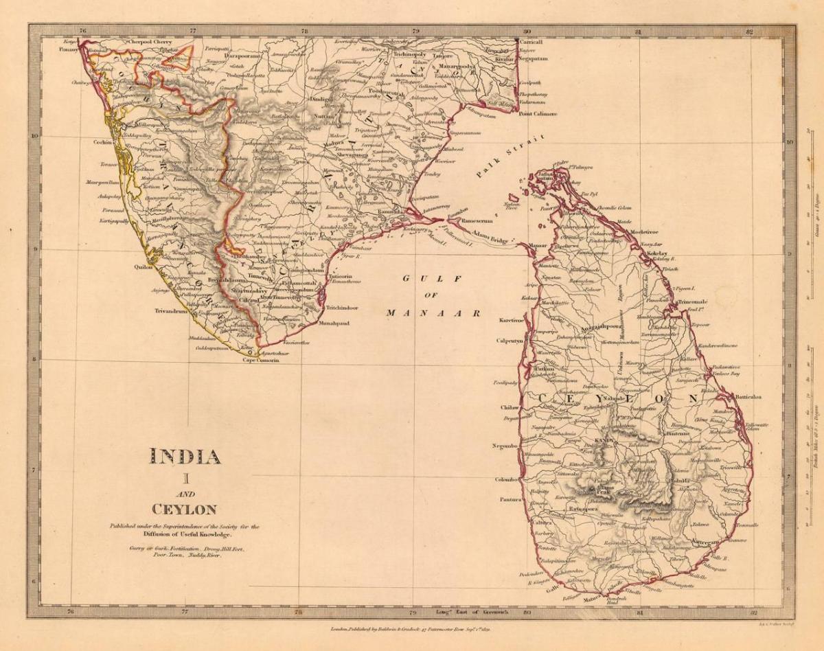 παλιά Κεϋλάνη χάρτης