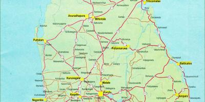 Χάρτης της Σρι Λάνκα χάρτη με την απόσταση