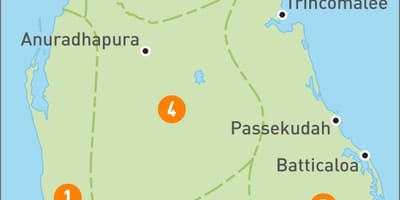 Χάρτης της Σρι Λάνκα περιοχές