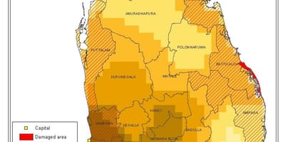 Χάρτης της Σρι Λάνκα, την πυκνότητα του πληθυσμού