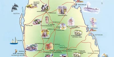 Τουριστικά αξιοθέατα της Σρι Λάνκα εμφάνιση χάρτη