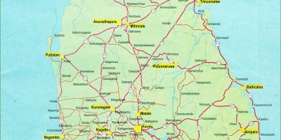 Οδική απόσταση χάρτης της Σρι Λάνκα