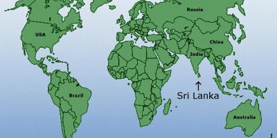 Παγκόσμιο χάρτη που δείχνει τη Σρι Λάνκα